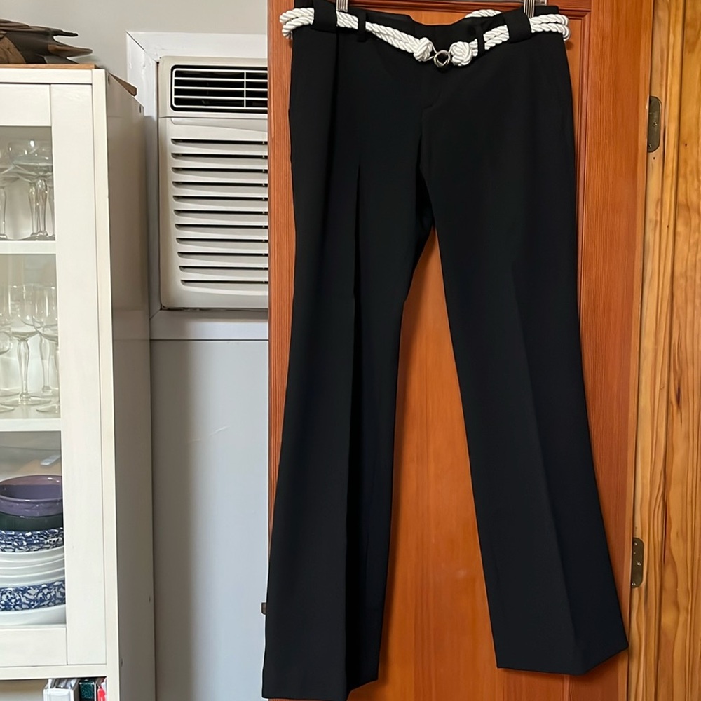 Chaiken Profile Black Pants with Rope Trim Belt Size 10 Midsize